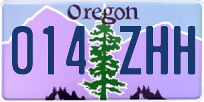 OR license plate 014ZHH