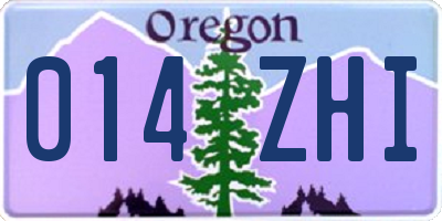 OR license plate 014ZHI