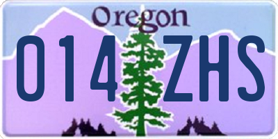 OR license plate 014ZHS