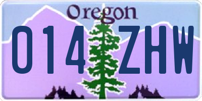 OR license plate 014ZHW