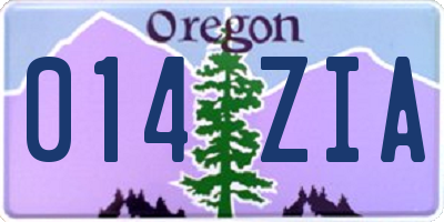 OR license plate 014ZIA