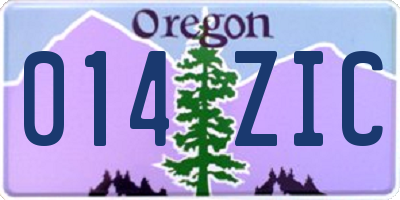 OR license plate 014ZIC