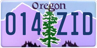 OR license plate 014ZID