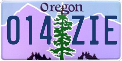 OR license plate 014ZIE