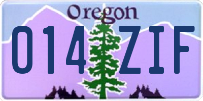OR license plate 014ZIF