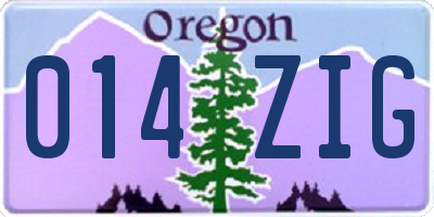 OR license plate 014ZIG
