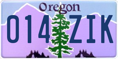 OR license plate 014ZIK