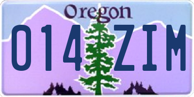 OR license plate 014ZIM