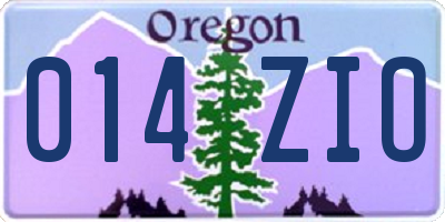 OR license plate 014ZIO