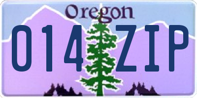 OR license plate 014ZIP
