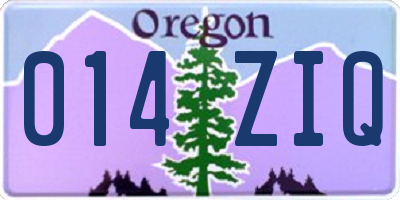 OR license plate 014ZIQ