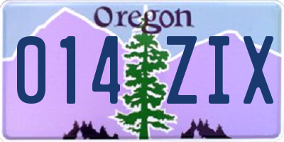 OR license plate 014ZIX