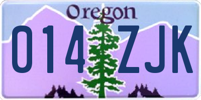 OR license plate 014ZJK