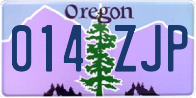 OR license plate 014ZJP