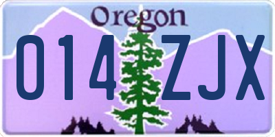 OR license plate 014ZJX