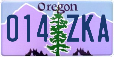 OR license plate 014ZKA