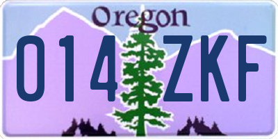 OR license plate 014ZKF
