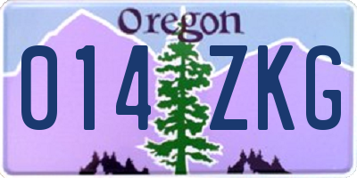 OR license plate 014ZKG