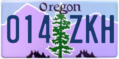 OR license plate 014ZKH