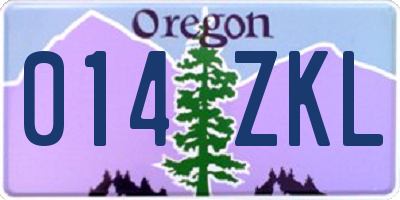OR license plate 014ZKL