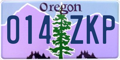 OR license plate 014ZKP