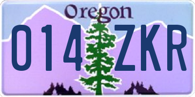OR license plate 014ZKR