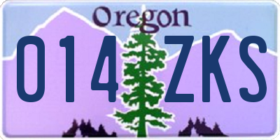 OR license plate 014ZKS