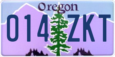 OR license plate 014ZKT
