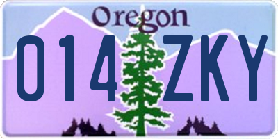 OR license plate 014ZKY