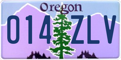 OR license plate 014ZLV