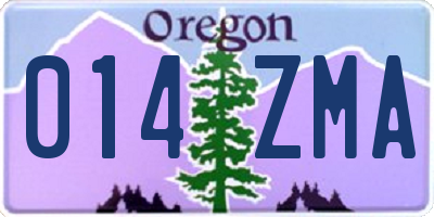 OR license plate 014ZMA