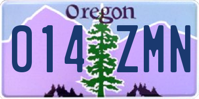 OR license plate 014ZMN