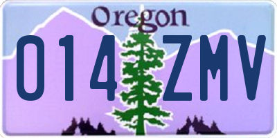 OR license plate 014ZMV