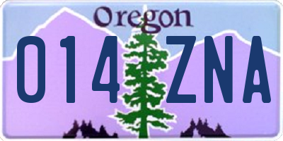 OR license plate 014ZNA