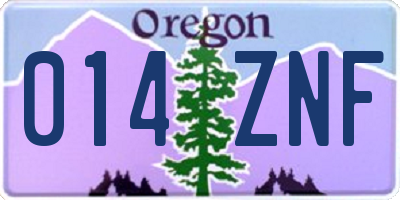 OR license plate 014ZNF