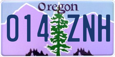 OR license plate 014ZNH