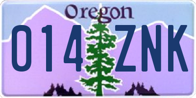 OR license plate 014ZNK