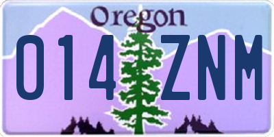 OR license plate 014ZNM