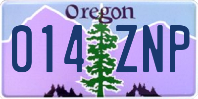 OR license plate 014ZNP