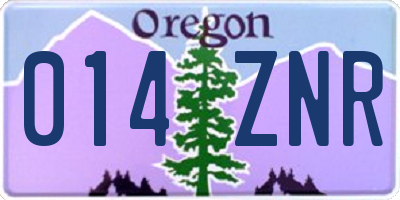 OR license plate 014ZNR
