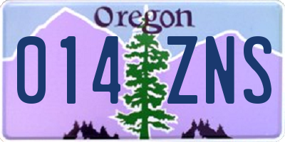 OR license plate 014ZNS