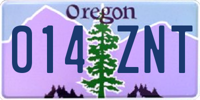 OR license plate 014ZNT