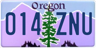 OR license plate 014ZNU