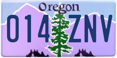 OR license plate 014ZNV
