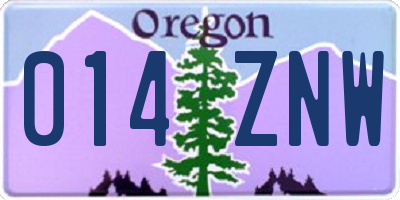 OR license plate 014ZNW