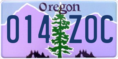 OR license plate 014ZOC