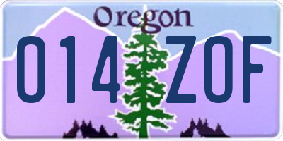 OR license plate 014ZOF