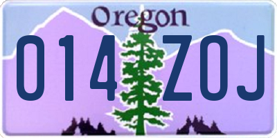 OR license plate 014ZOJ