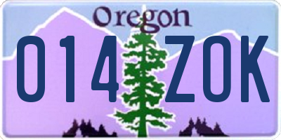 OR license plate 014ZOK