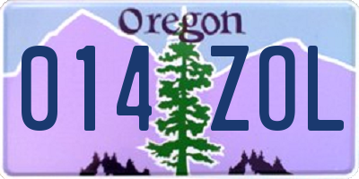 OR license plate 014ZOL